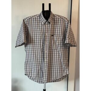 Faconnable Men's Plaid Short Sleeve Button-up Shirt - PRELOVED - Size M